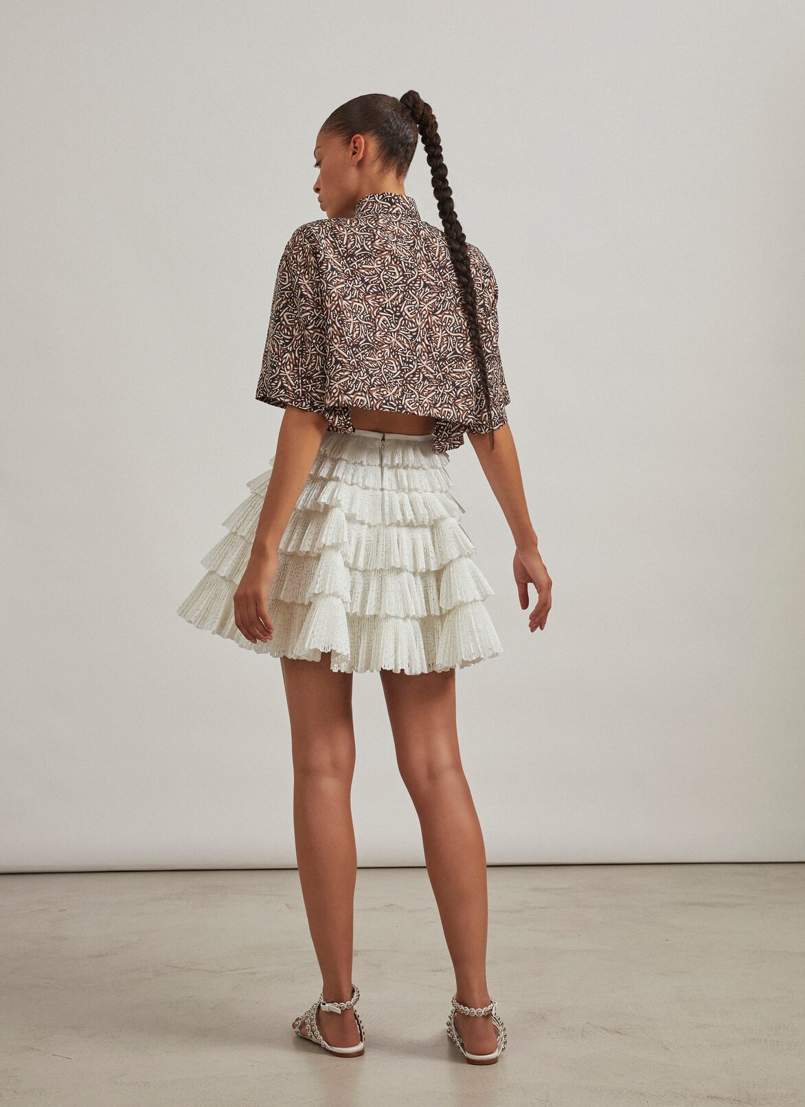 Pleated skirt in technical poplin ALAÏA WHITE PLEATED SKIRT IN TECHNICAL POPLIN